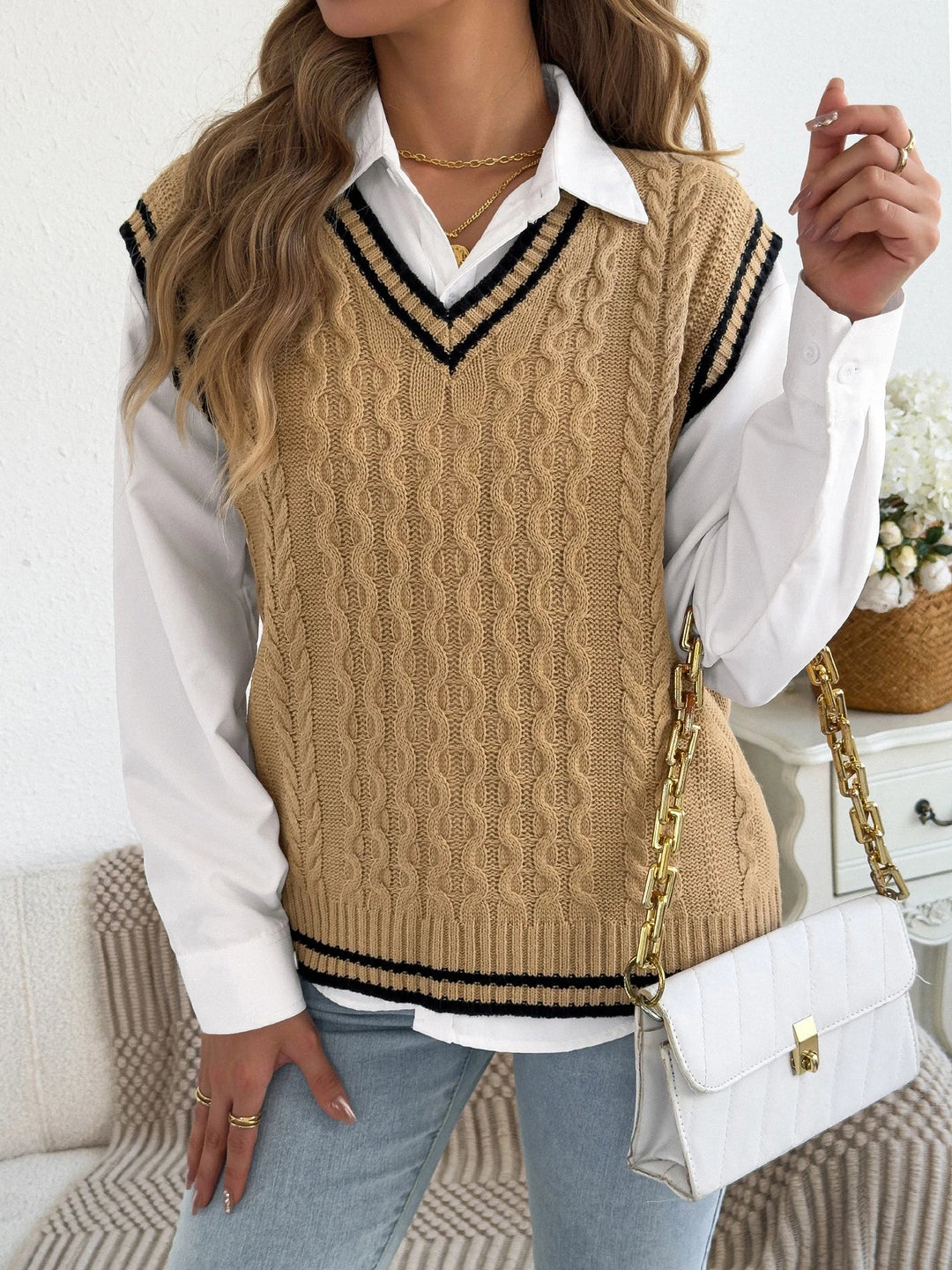 Krāsu Bloku Svītrainā Vestē