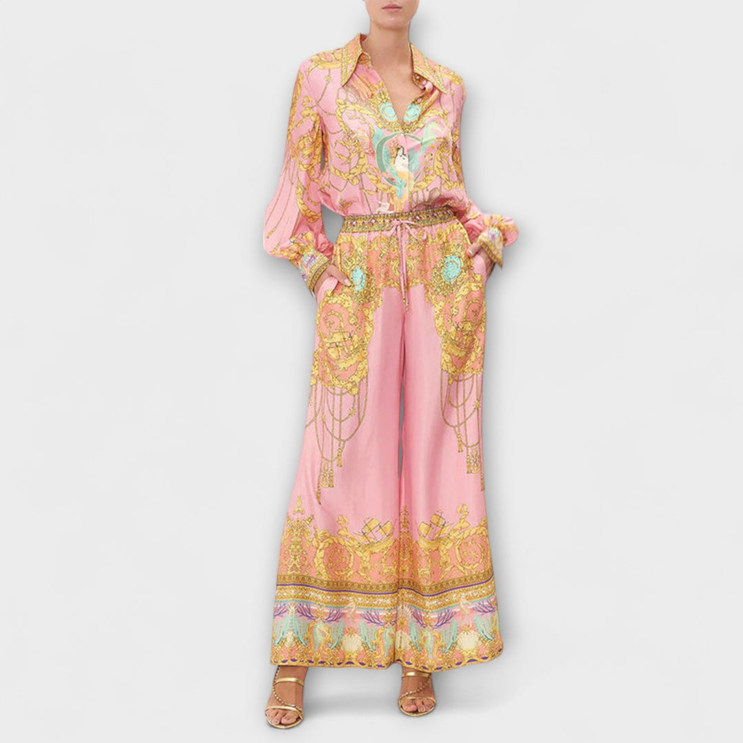 Sage - Brīvs T-krekls ar jūras meitenes druku un elastīgām biksēm