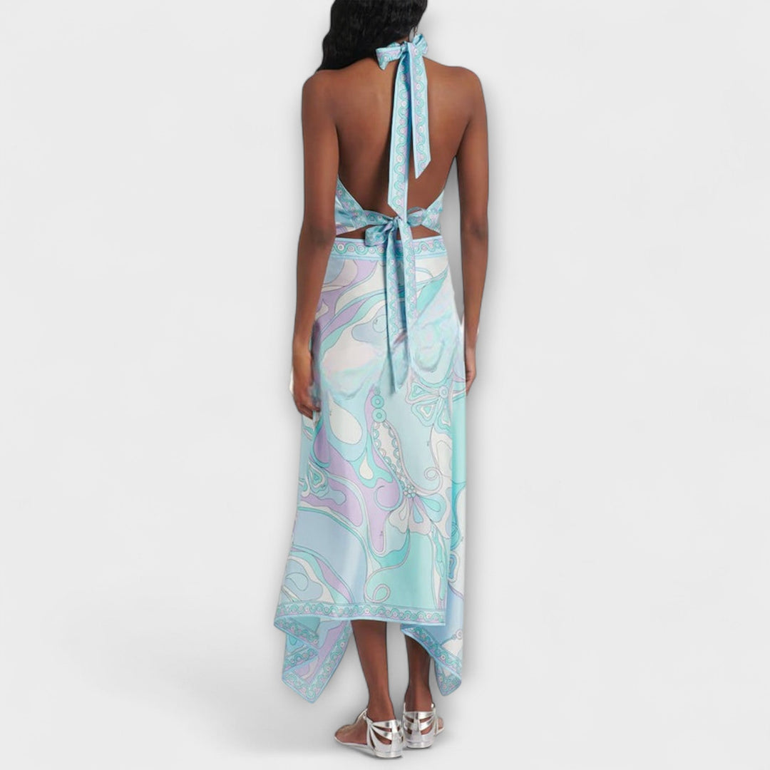 Everly - Sada halterneck tops un asimetrisks midi svārks