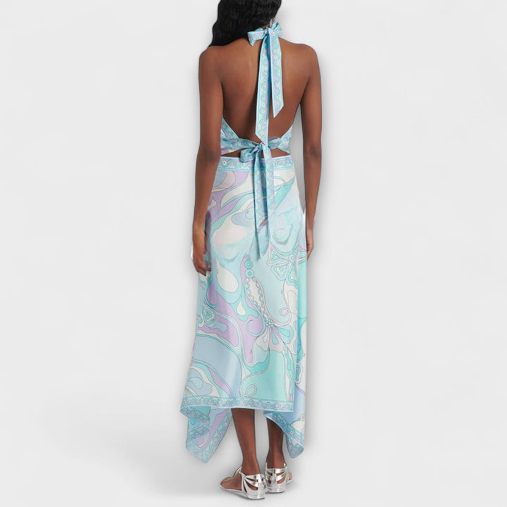 Everly - Sada halterneck tops un asimetrisks midi svārks