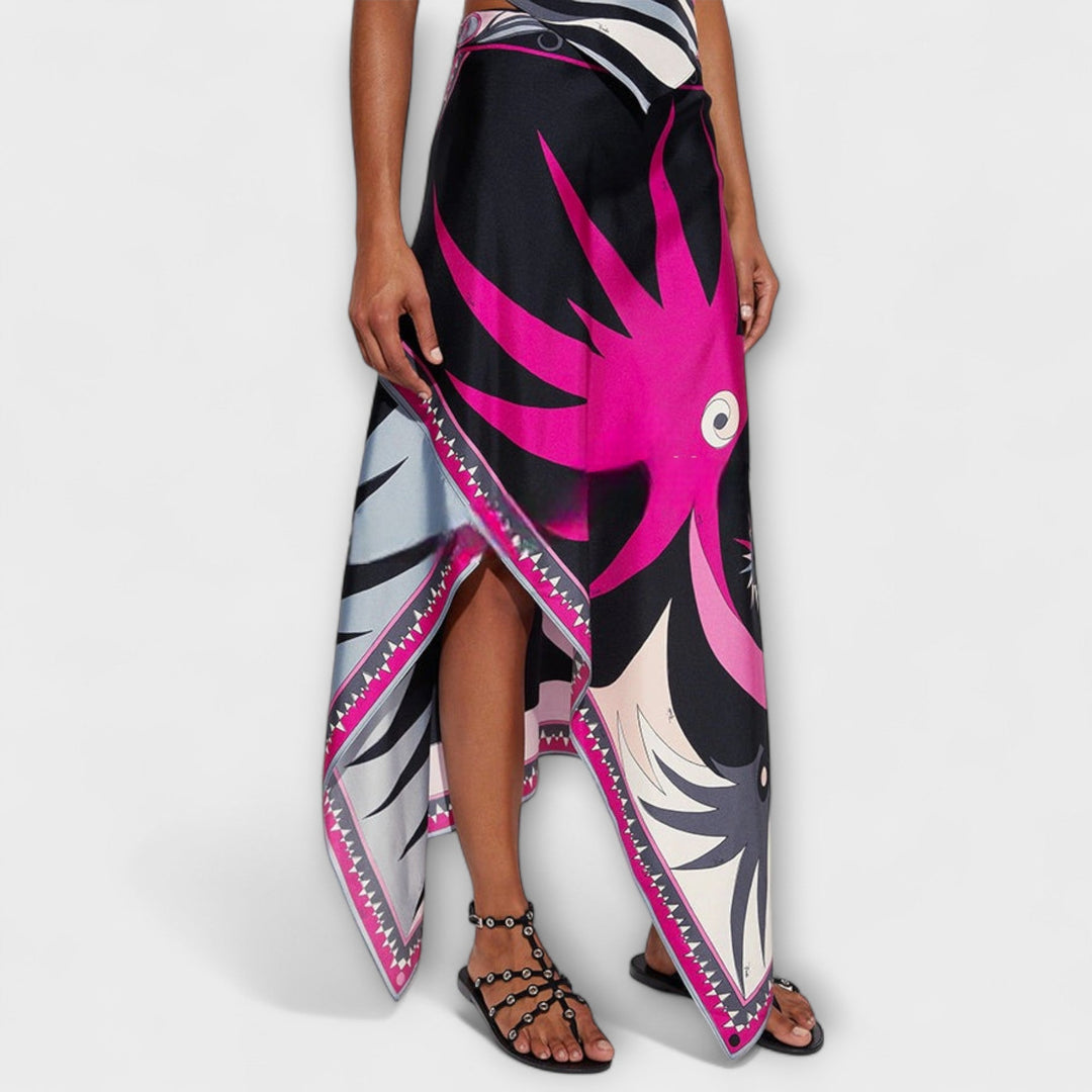 Everly - Sada halterneck tops un asimetrisks midi svārks