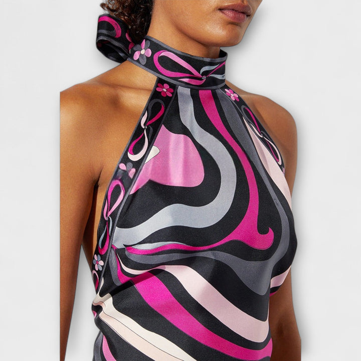 Everly - Sada halterneck tops un asimetrisks midi svārks