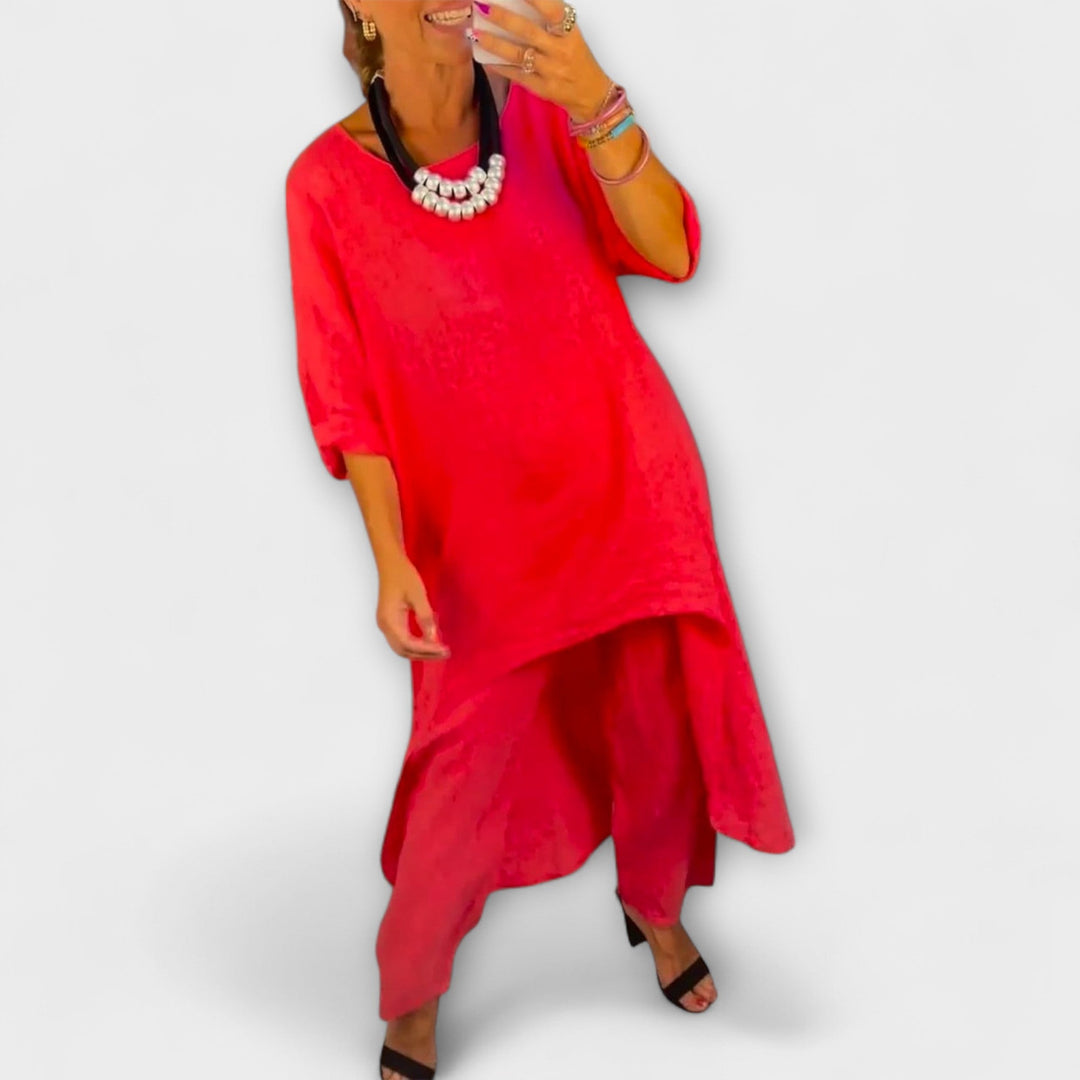 Tabea - Linna kombinezons ar apaļu kakla izgriezumu