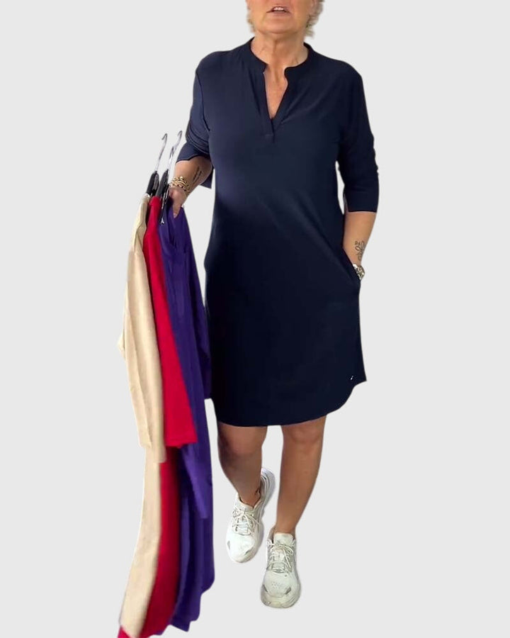 Katherine | Vienkrāsains V-veida kleita