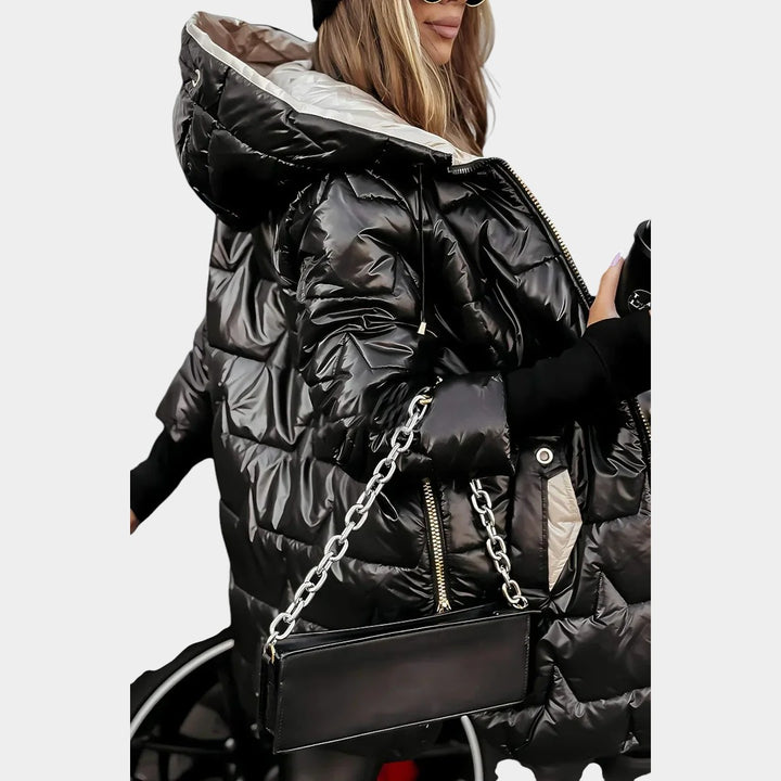 Elza - Elegants, silts pufīgais mētelis ziemai un rudenim