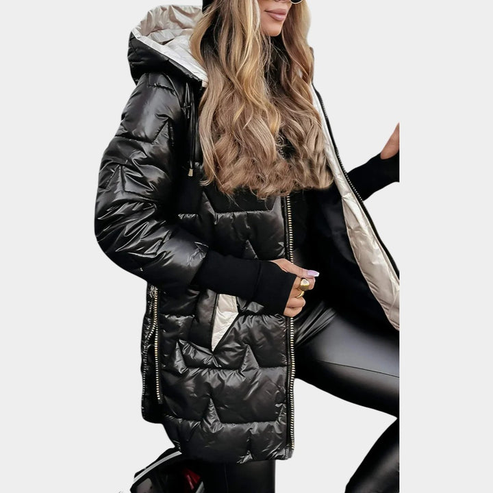 Elza - Elegants, silts pufīgais mētelis ziemai un rudenim