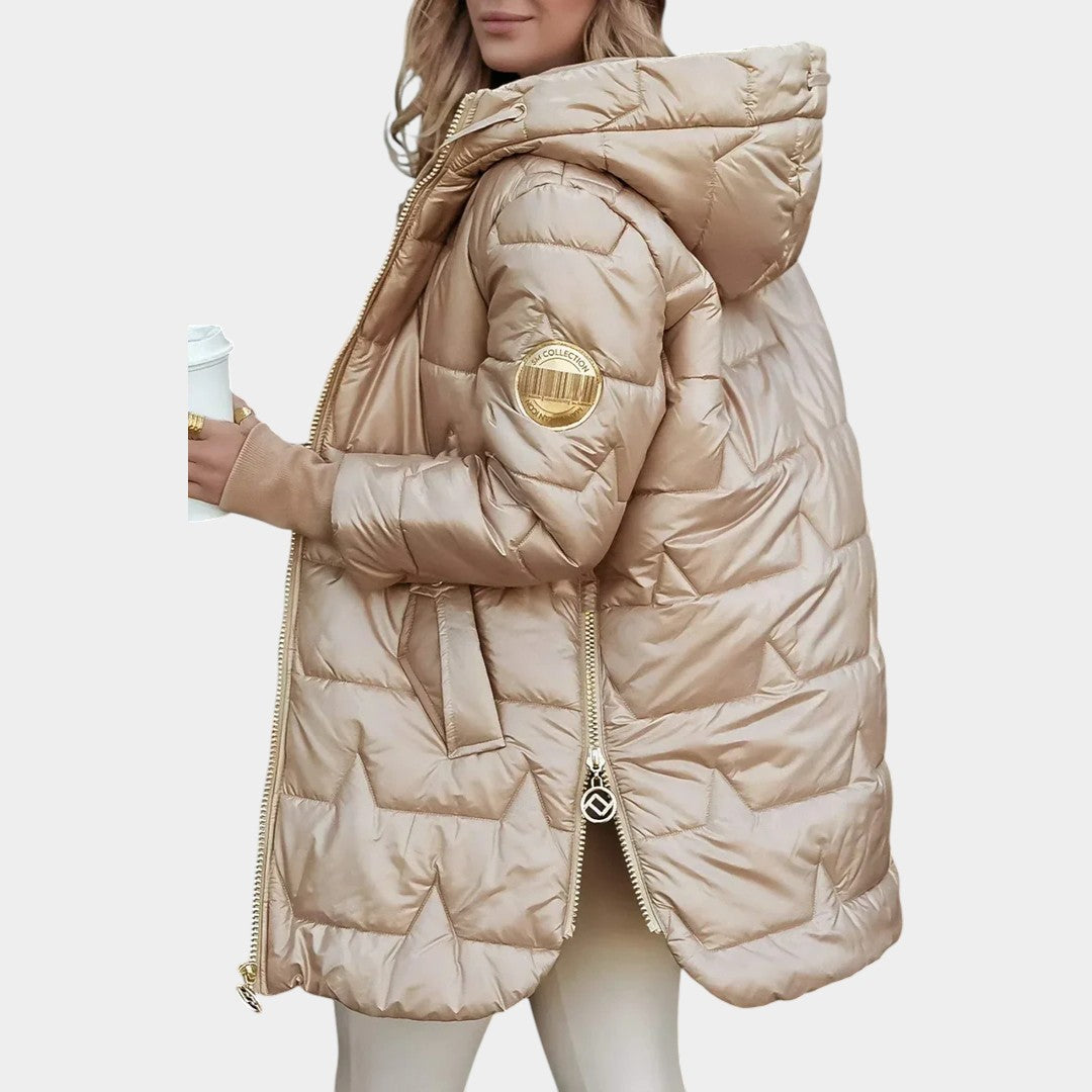 Elza - Elegants, silts pufīgais mētelis ziemai un rudenim