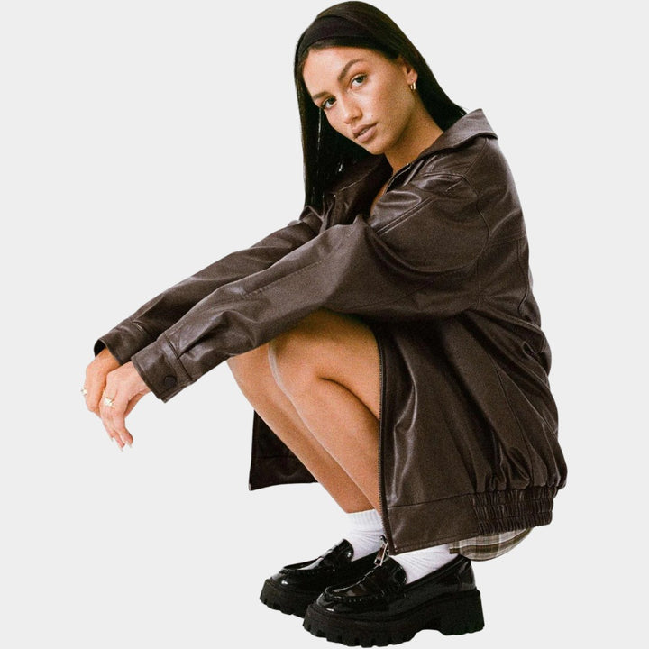 Elza – Liela izmēra ādas jaka